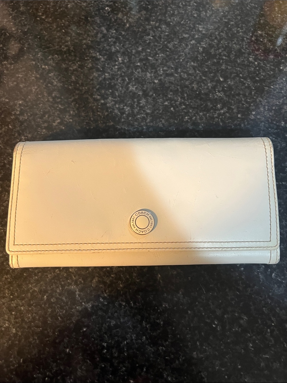 Coach Cream Leather Continental Wallet with Signature Snap